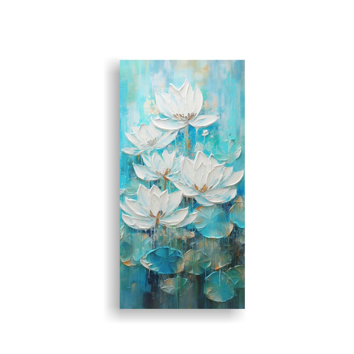 Lienzo De Tela Abstracción Relieve Estilo Loto 60x120cm-0