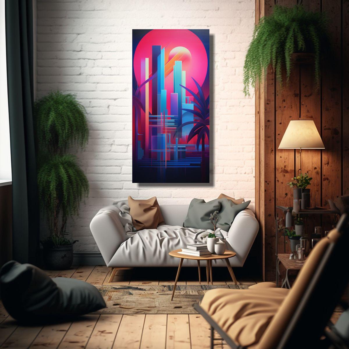 Tela En Bastidor Patrón Intenso Armonía Neon 30x60cm-2