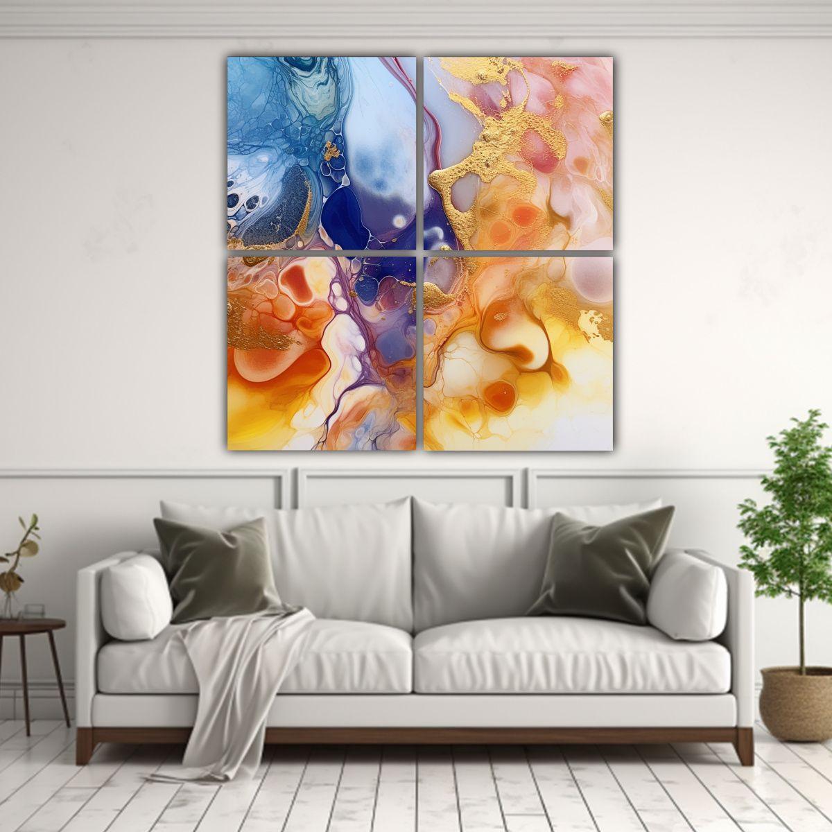 Cuadro Abstracto De Arte Fluido De Lujo Estilo 200x200 Cm-2