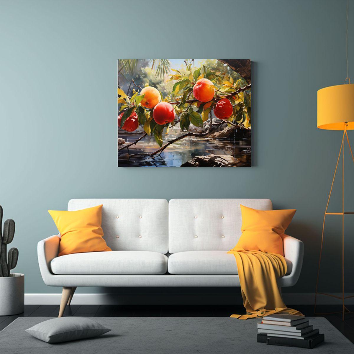 Pintura Abstracta Acuarela árbol Mango Colores Rojos. 120x80cm-2