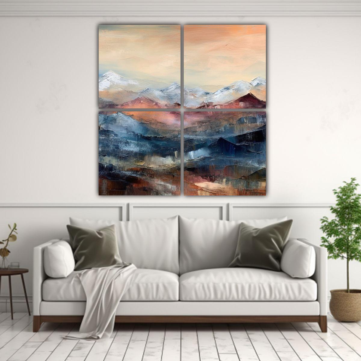 Pinturas Abstractas De Baño Dusk Mountainscape 200x200 Cm-2