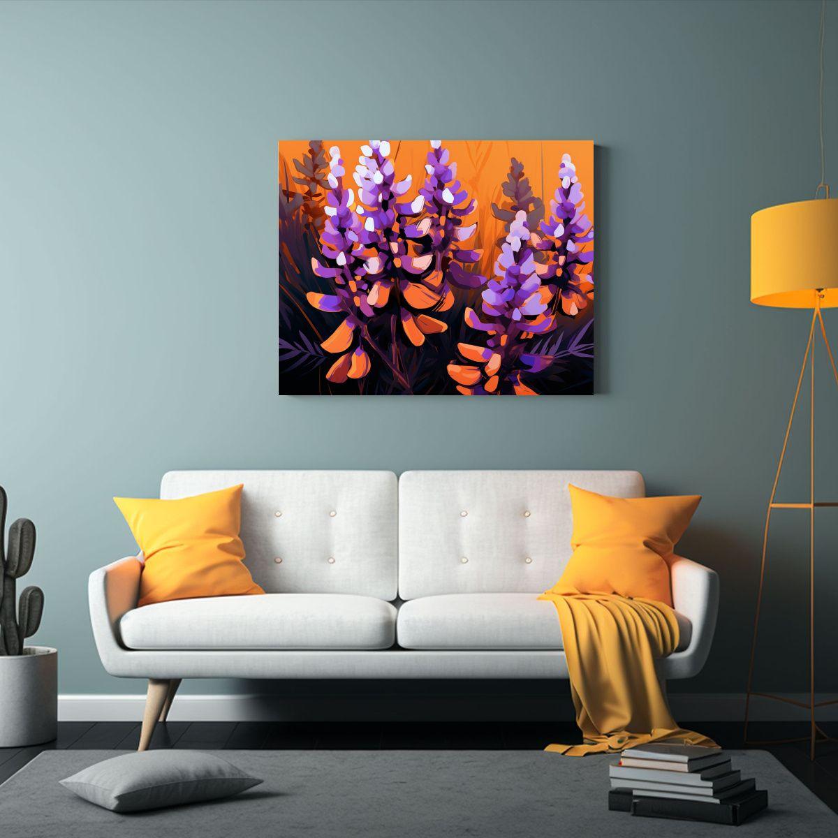 Cuadros Decorativos Tela Bastidor Dibujo Reflejo Grano Lupin 90x60cm-2