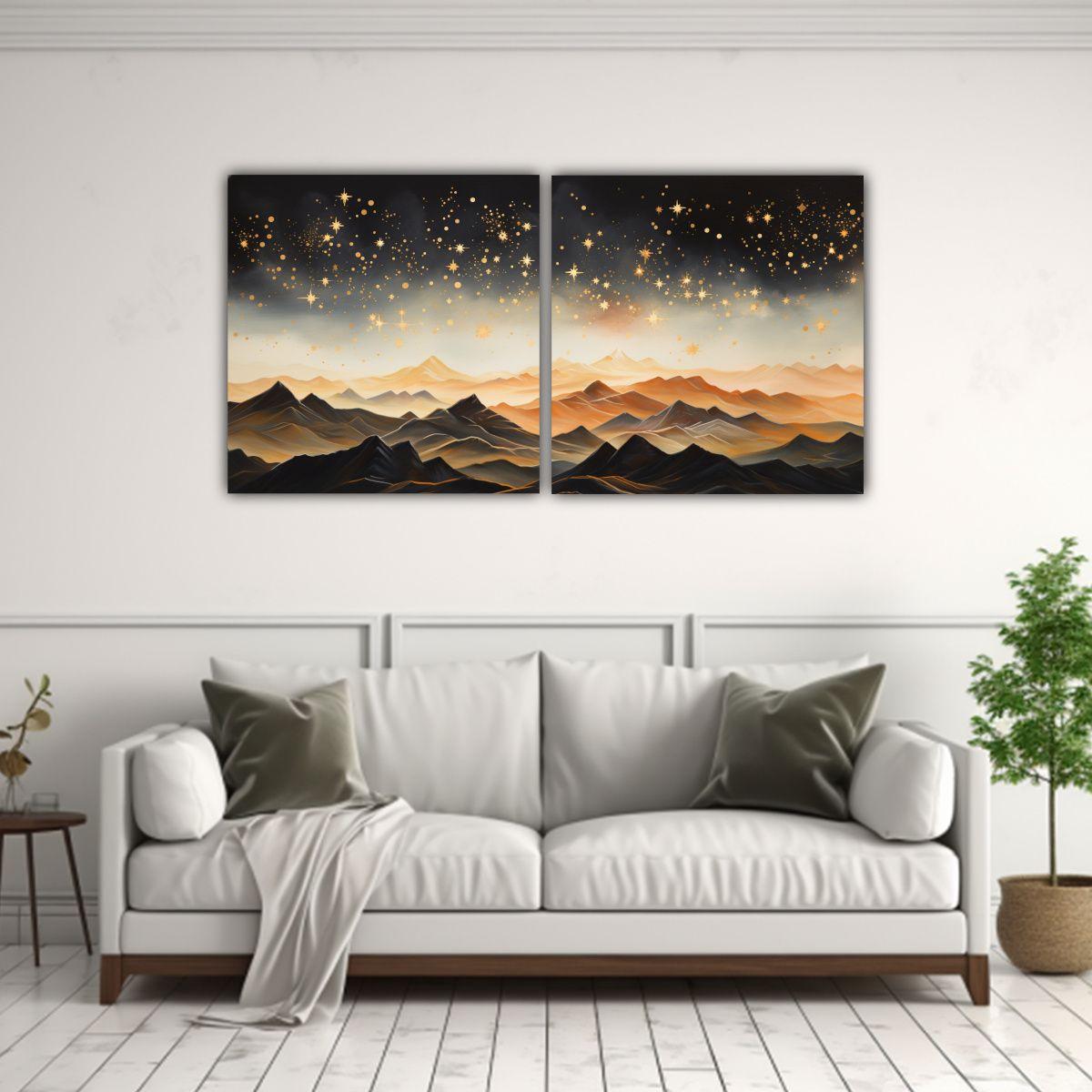 Paisaje Montañoso Brillante En Estilo Elegante 80x40 Cm-2
