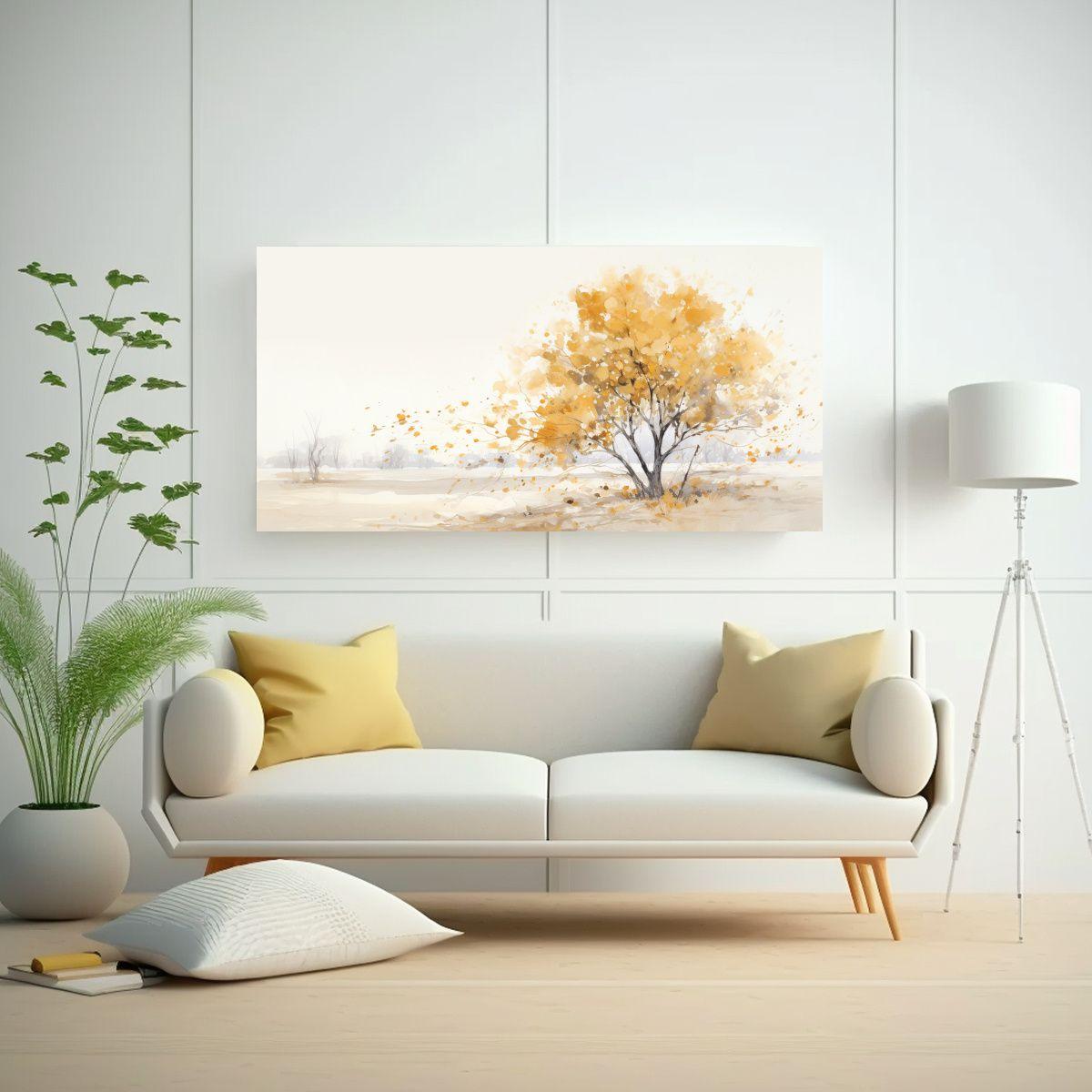 Pintura Abstracta Relieve árbol Blanco Y Dorado 160x80 Cm-2