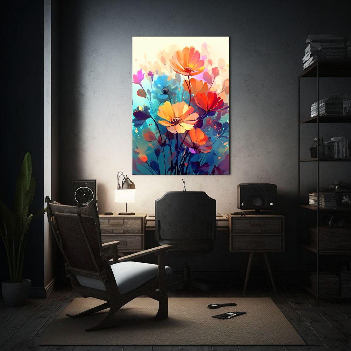Pintura Hermosa De Flores Coloridas Con 40x60cm-2