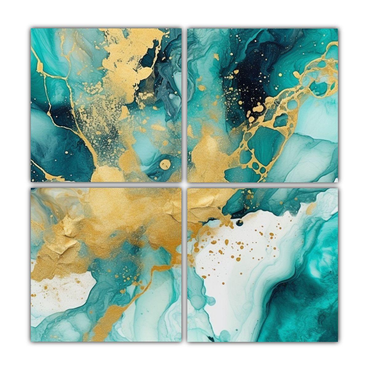 4 Pinturas Acuarela Poder Fondo Abstracto 60x60 Cm-0