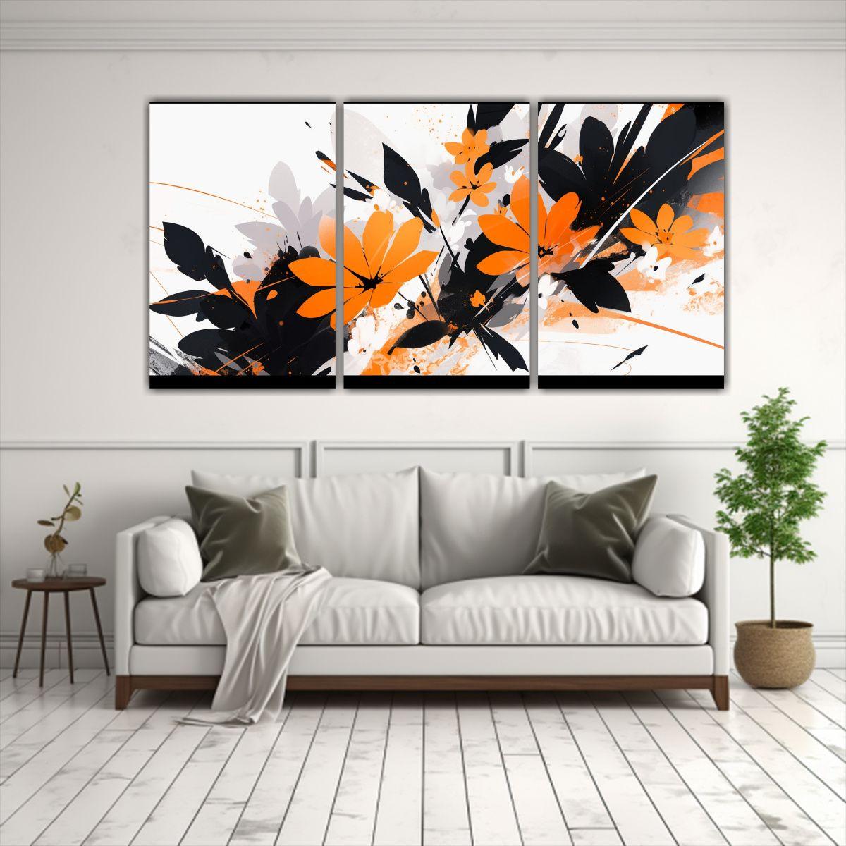 Set 3 Lienzos De Tela Abstracto Habitación 180x90 Cm-2