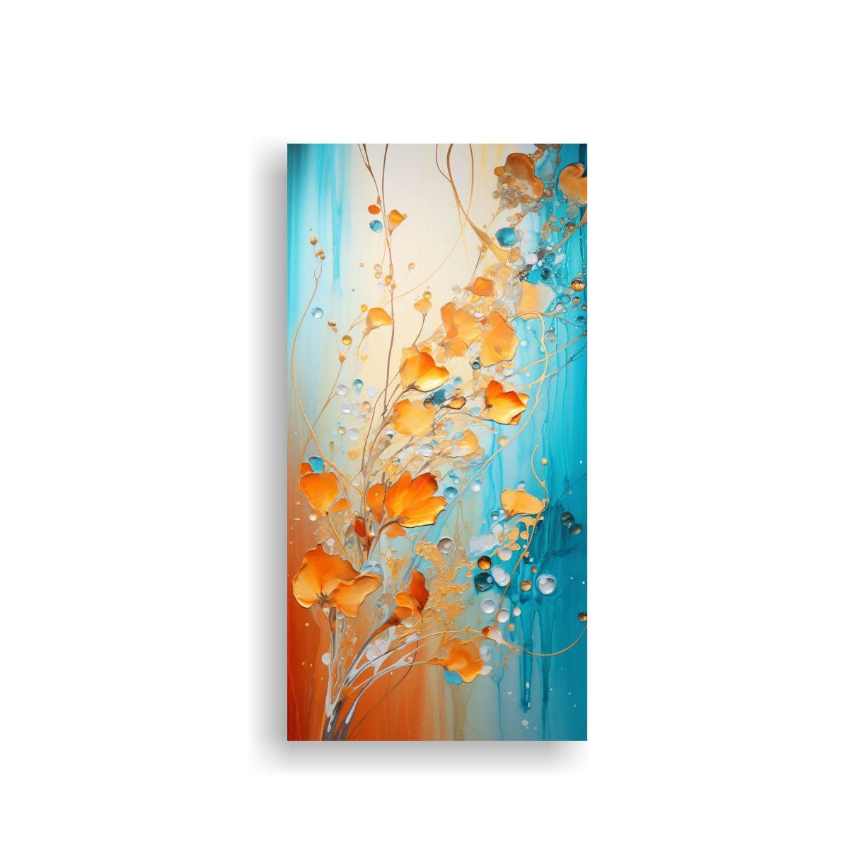 Pintura Abstracta En Tonos Naranja Y Dorado 30x60cm-0