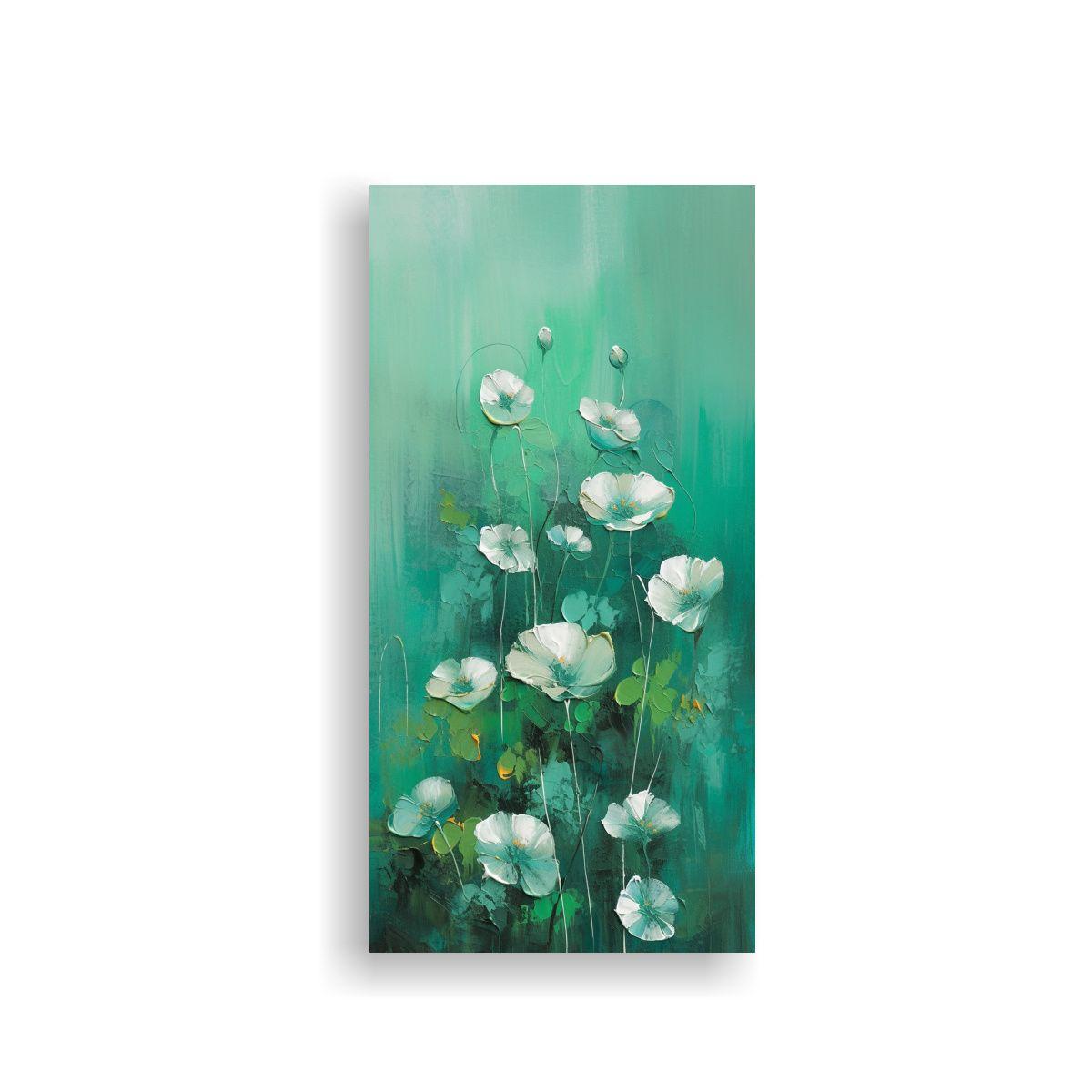 Pintura De Flores En Lienzo Con Colores Armonía 50x100cm-0