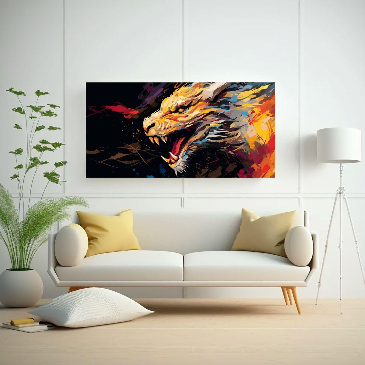 Cuadro Vibrante De Dragón En Colores Intensos Con 80x40cm-2