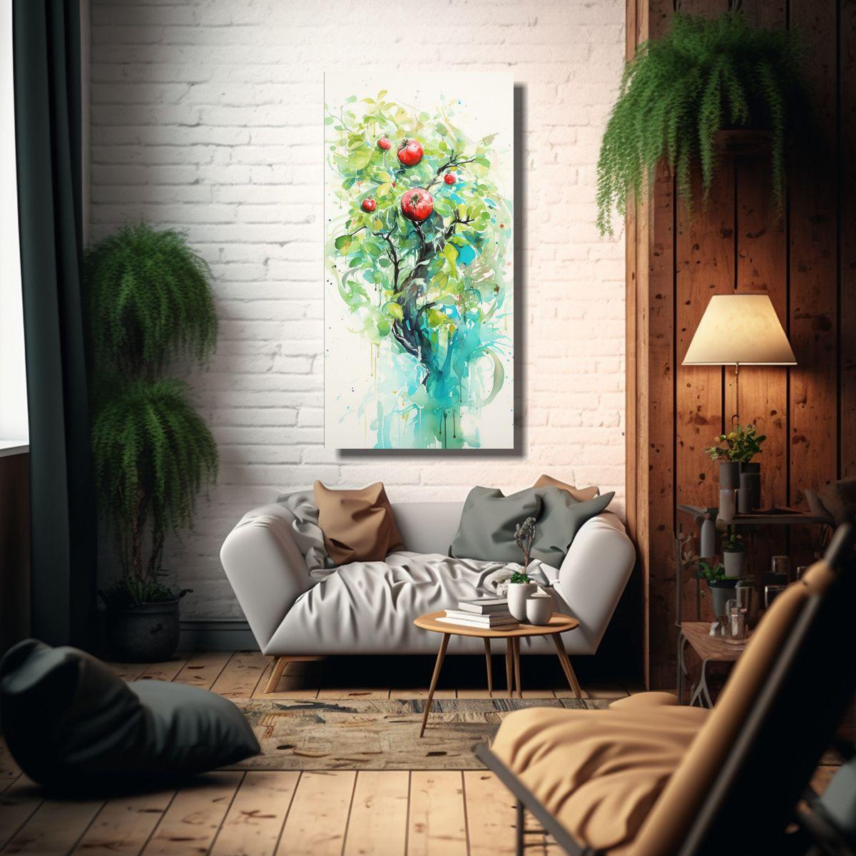 Cuadro Decorativo Abstracto Con Colores Verde Y 60x120cm-2