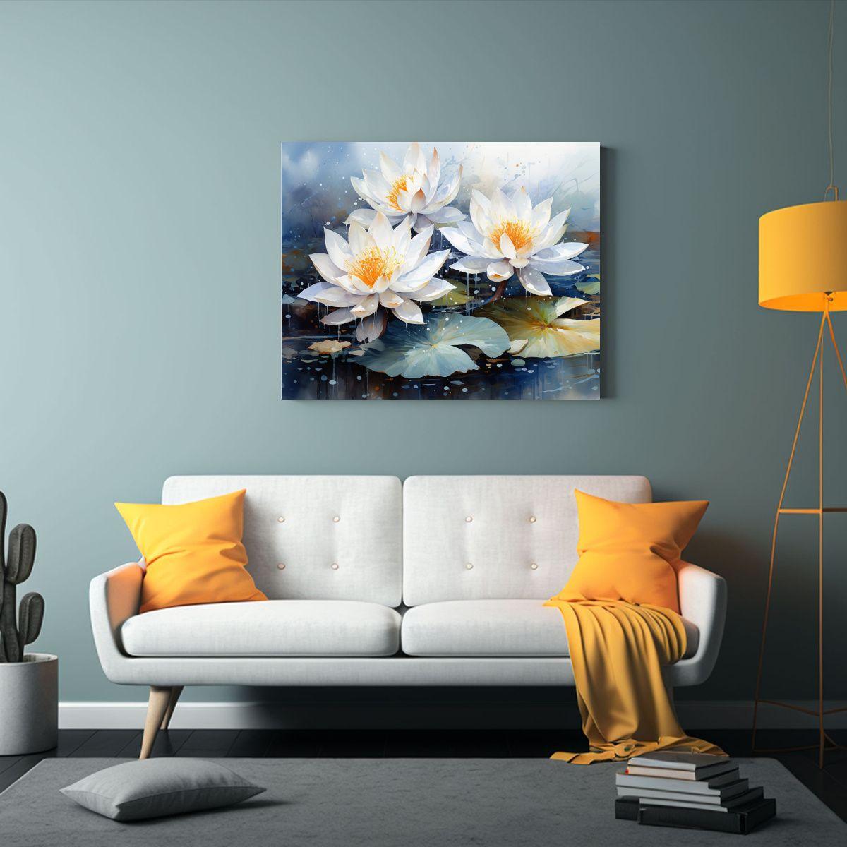 Pintura Abstracta De Flores De Loto En Colores 30x20cm-2