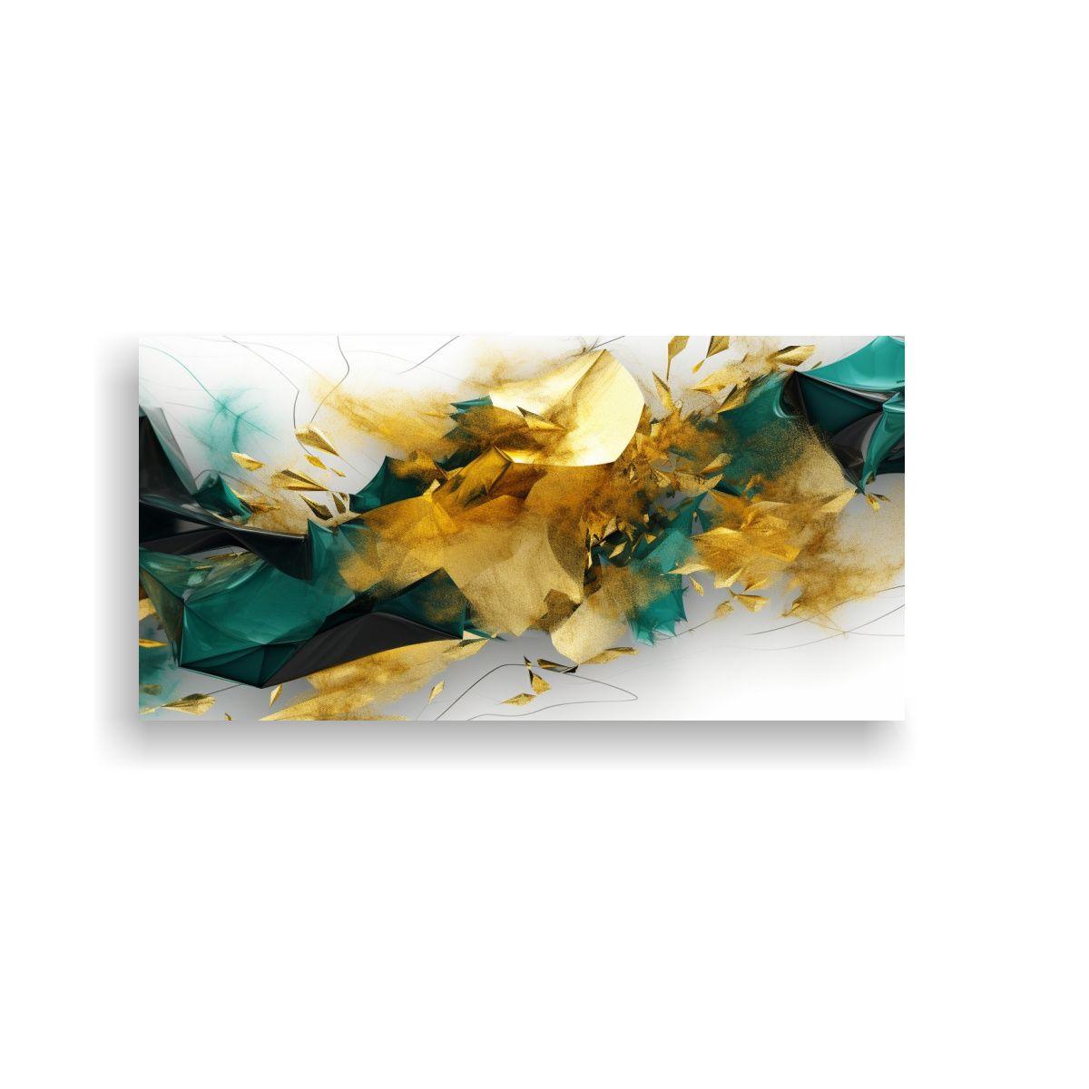 Cuadro Abstracto Profundidad Verde Y Oro, Lienzo 160x80cm-0