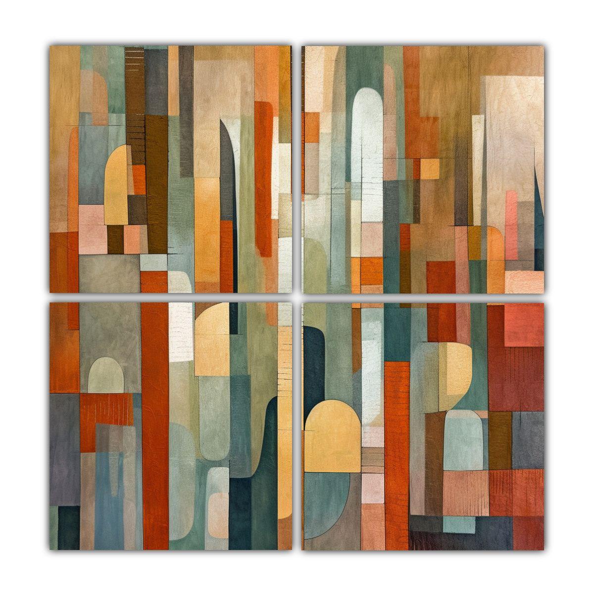 4 Lienzos Concepto Esquema Hooper Formas 180x180 Cm-0