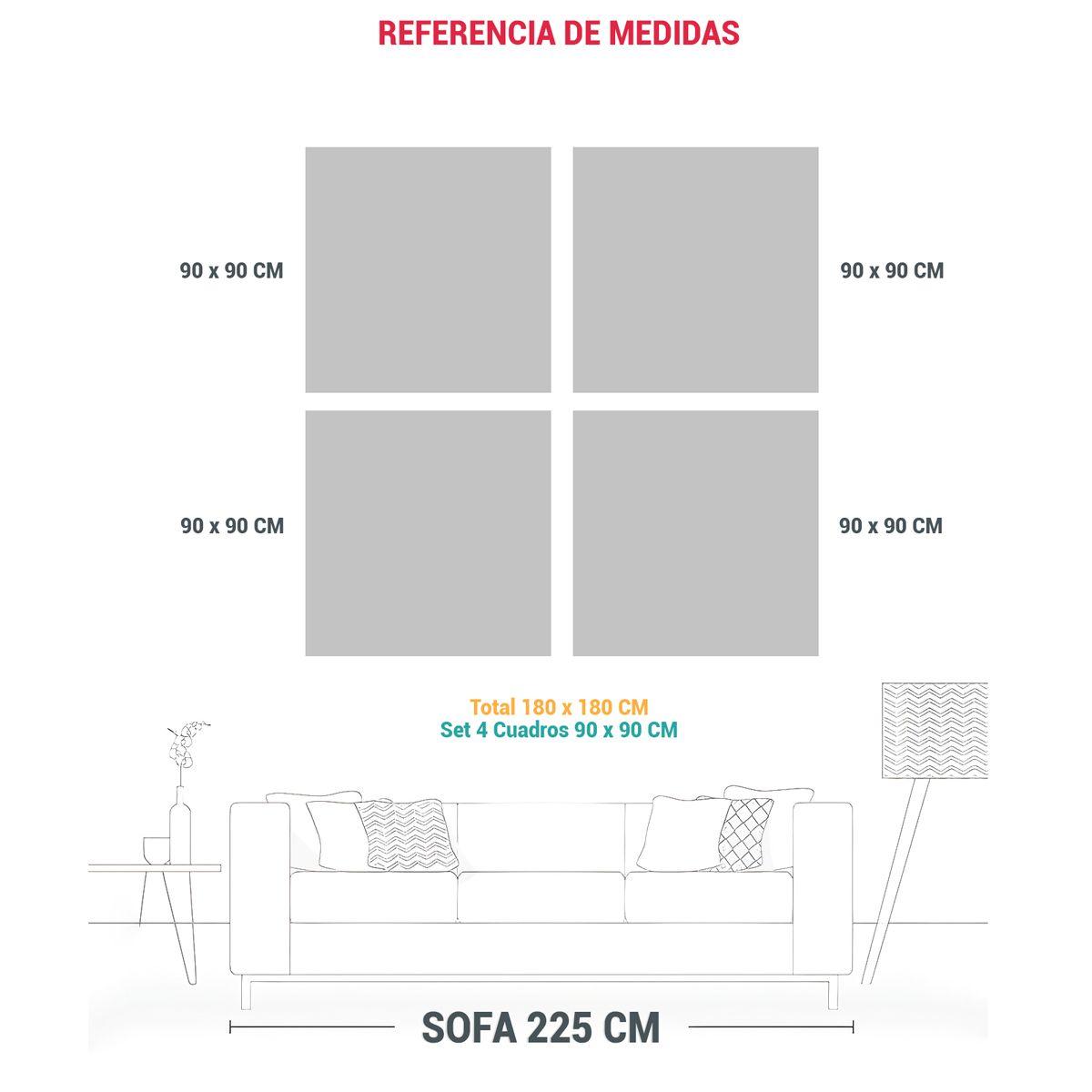 4 Lienzos Concepto Esquema Hooper Formas 180x180 Cm-1