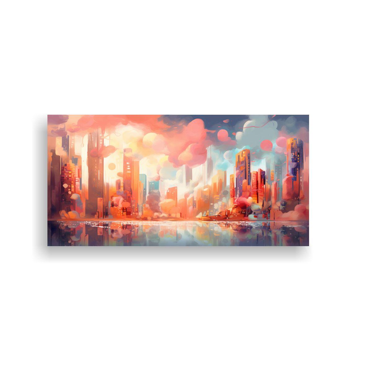 Cuadro Abstracto Ciudad Imaginaria Perspectiva 80x40cm-0