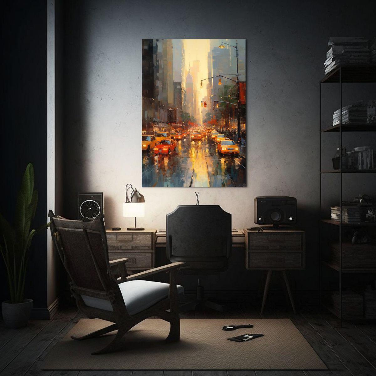 Pintura Lienzo Tela Ciudad Rodeada Tráfico 60x90 Cm-2