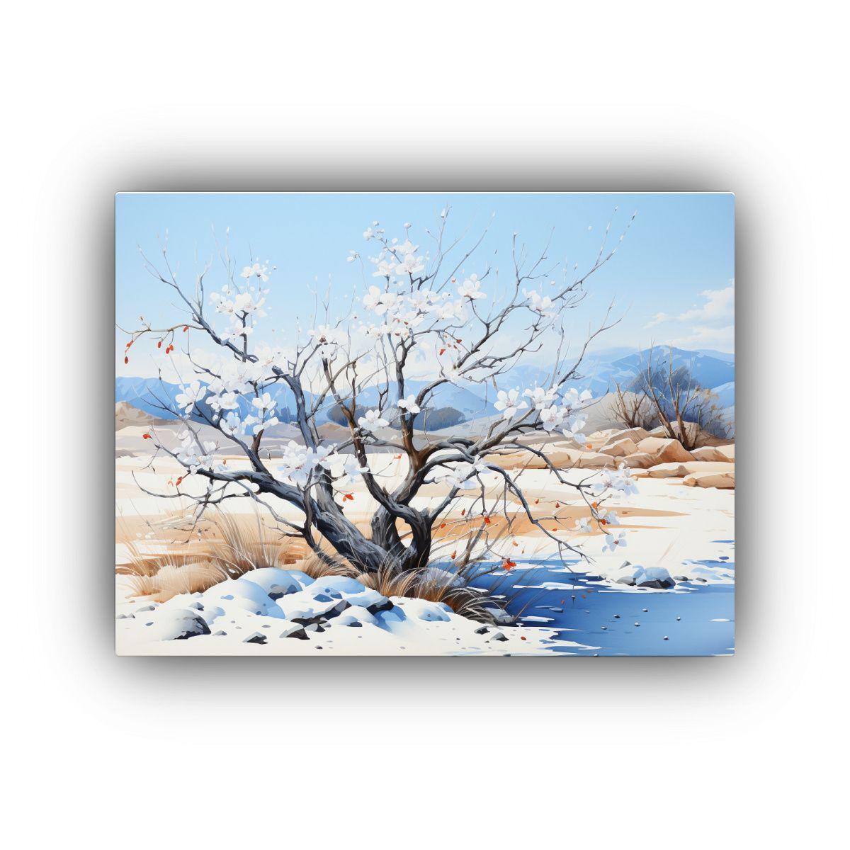 Cuadro Abstracto Estilo Galería: Ocotillo En Blanco Y Azul 30x20cm-0