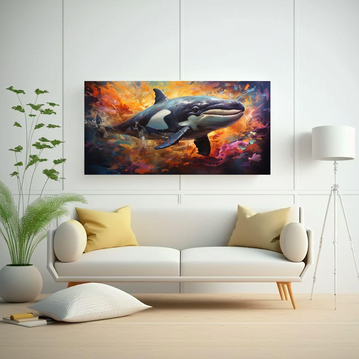 Cuadro Moderno: Ballena En Estilo De Pintura Al Es 40x20cm-2