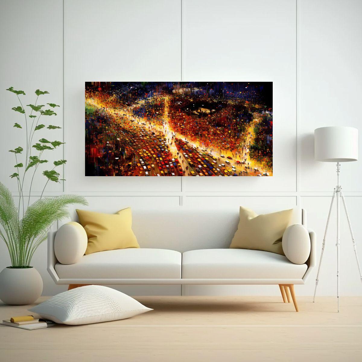 Pinturas Decorativas: Red De Autopistas Capturada  100x50cm-2