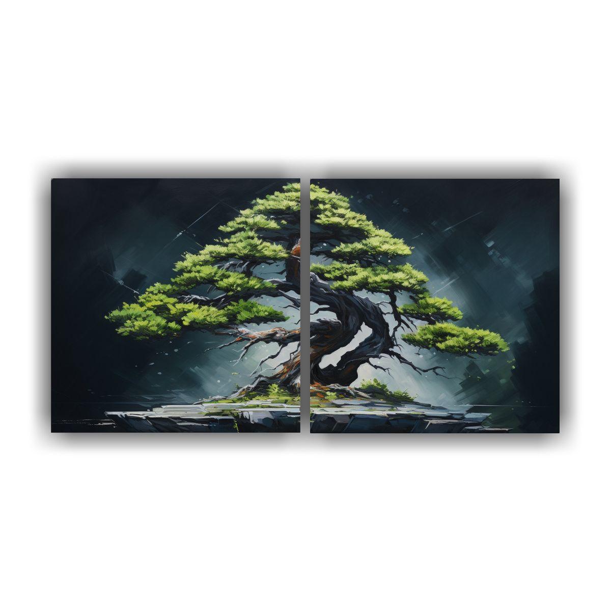 Artes Moderno Esquema A Spruce Bonsái Pintura 80x40 Cm-0