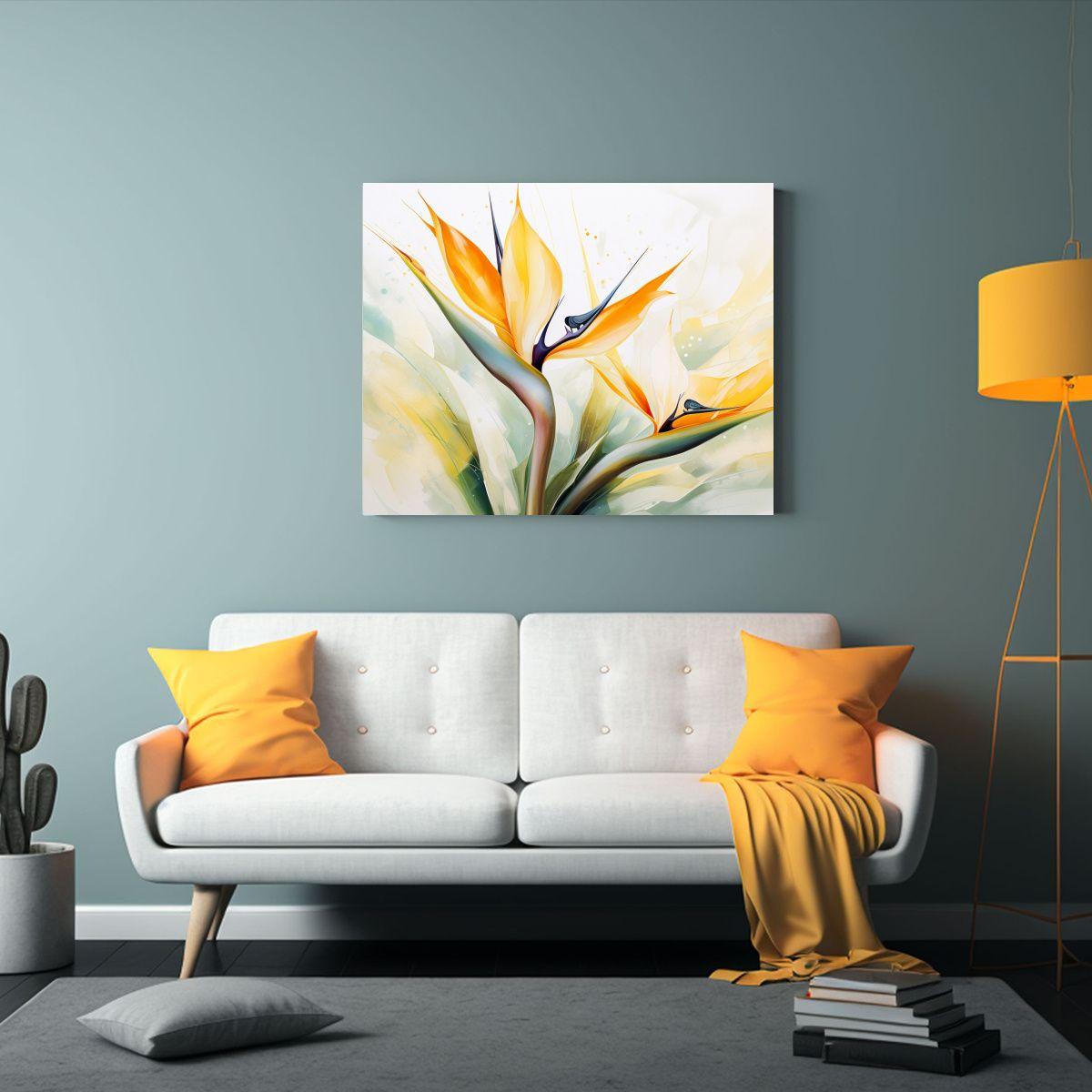 Cuadro Abstracto Combinación De Flores Del Paraíso Amarill 65x50cm-2