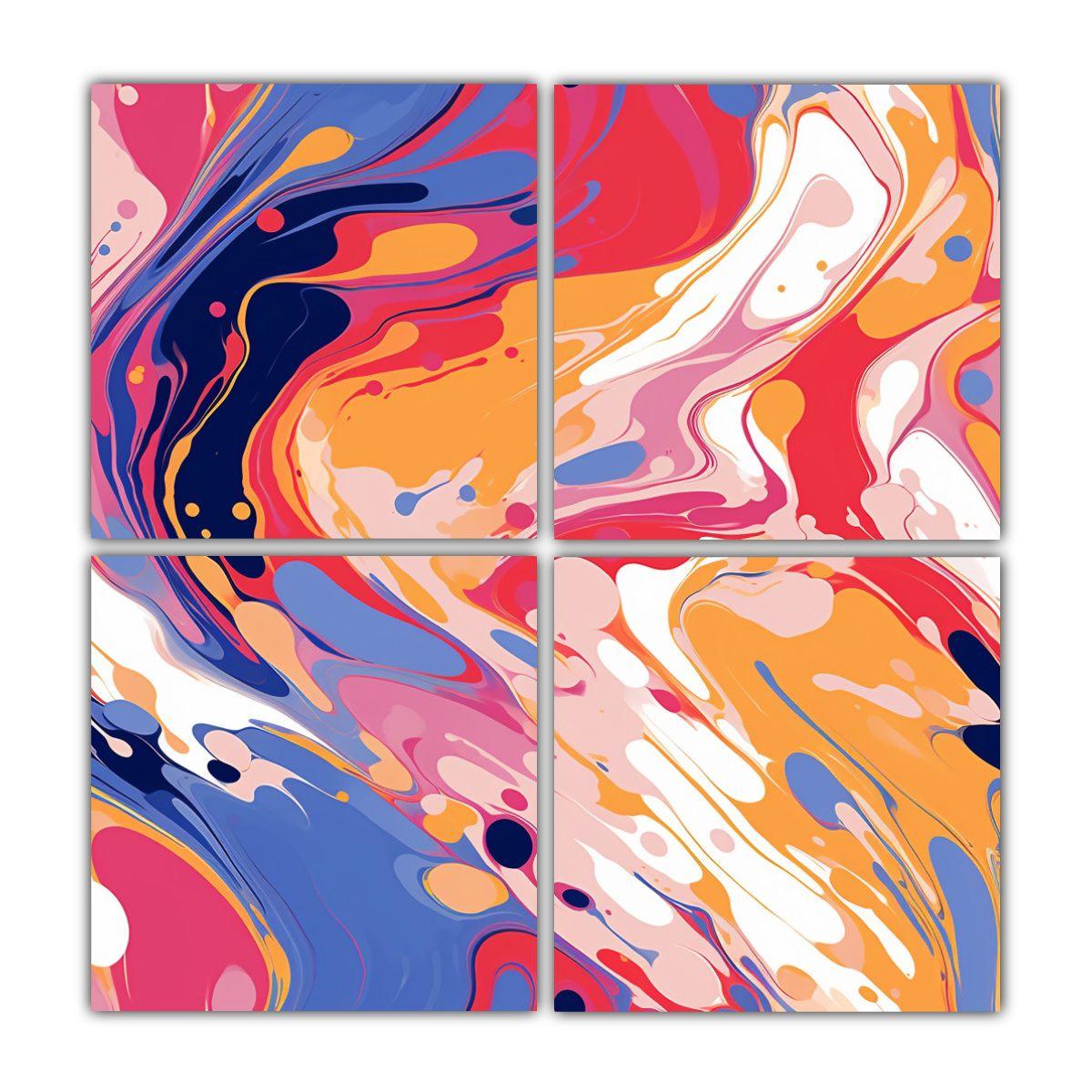Pintura Abstracta Fluidart Para Decoración De 100x100 Cm-0