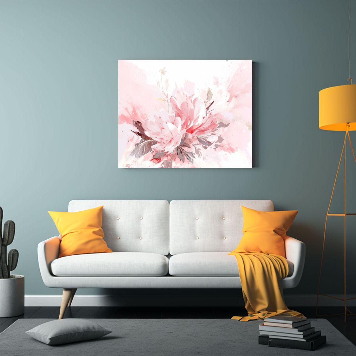 Pintura Decorativa Blanco Y Rosa: Colores Neonoir, Estilo Pi 90x60cm-2