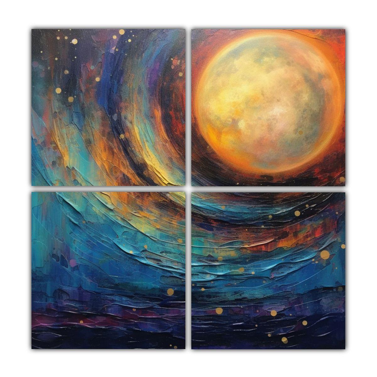 Cuadro Abstracto De Pared Luna Moderna 180x180 Cm-0