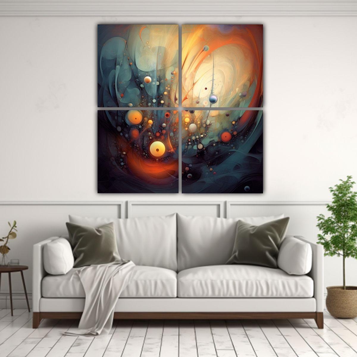 Cuadro Bastidor Surrealista Abstracto Con Figuras 160x160 Cm-2