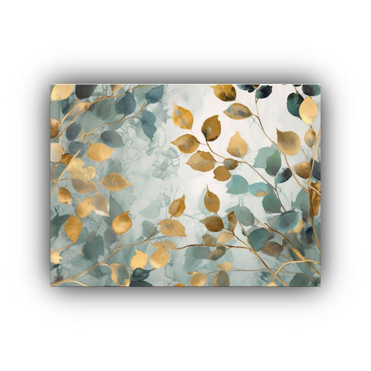 Cuadro Vintage Equilibrio Visual Hojas Verdes Y 75x50cm-0