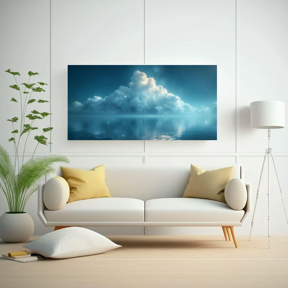 Cuadro Tela: Estrellas Y Nube En Estilo Pop Art 80x40cm-2