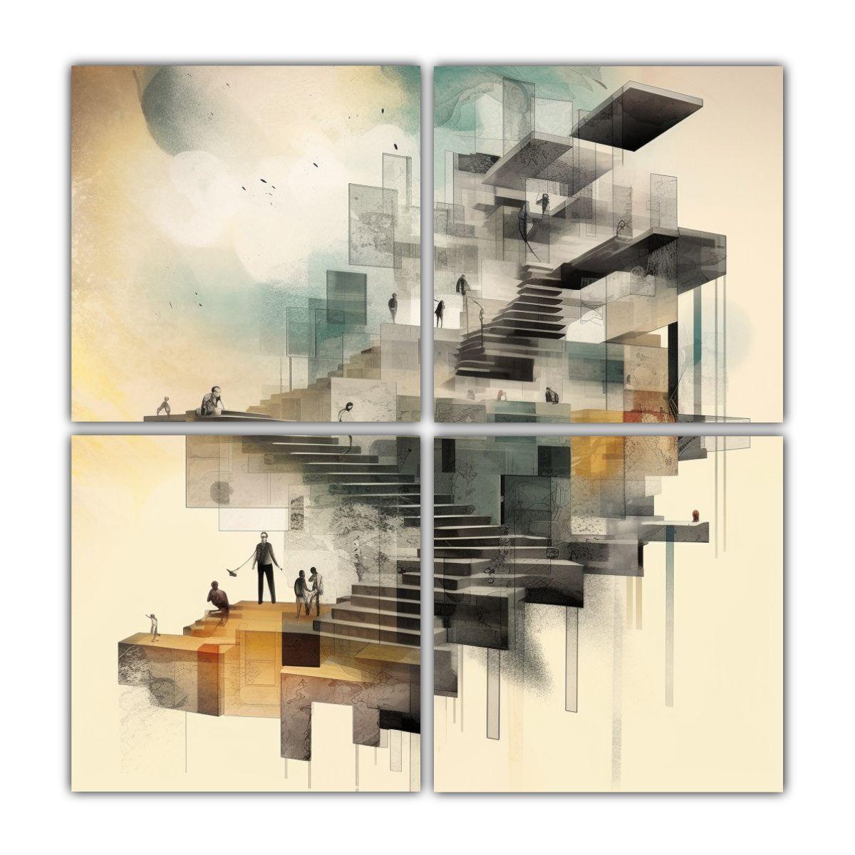 Cuadros Modernos Abstractos De Cultura, Escaleras 100x100 Cm-0