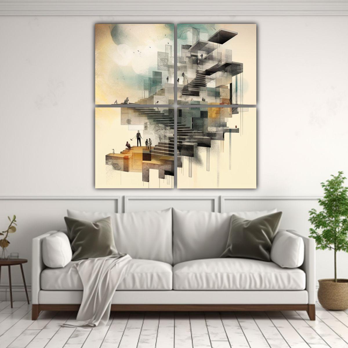 Cuadros Modernos Abstractos De Cultura, Escaleras 100x100 Cm-2