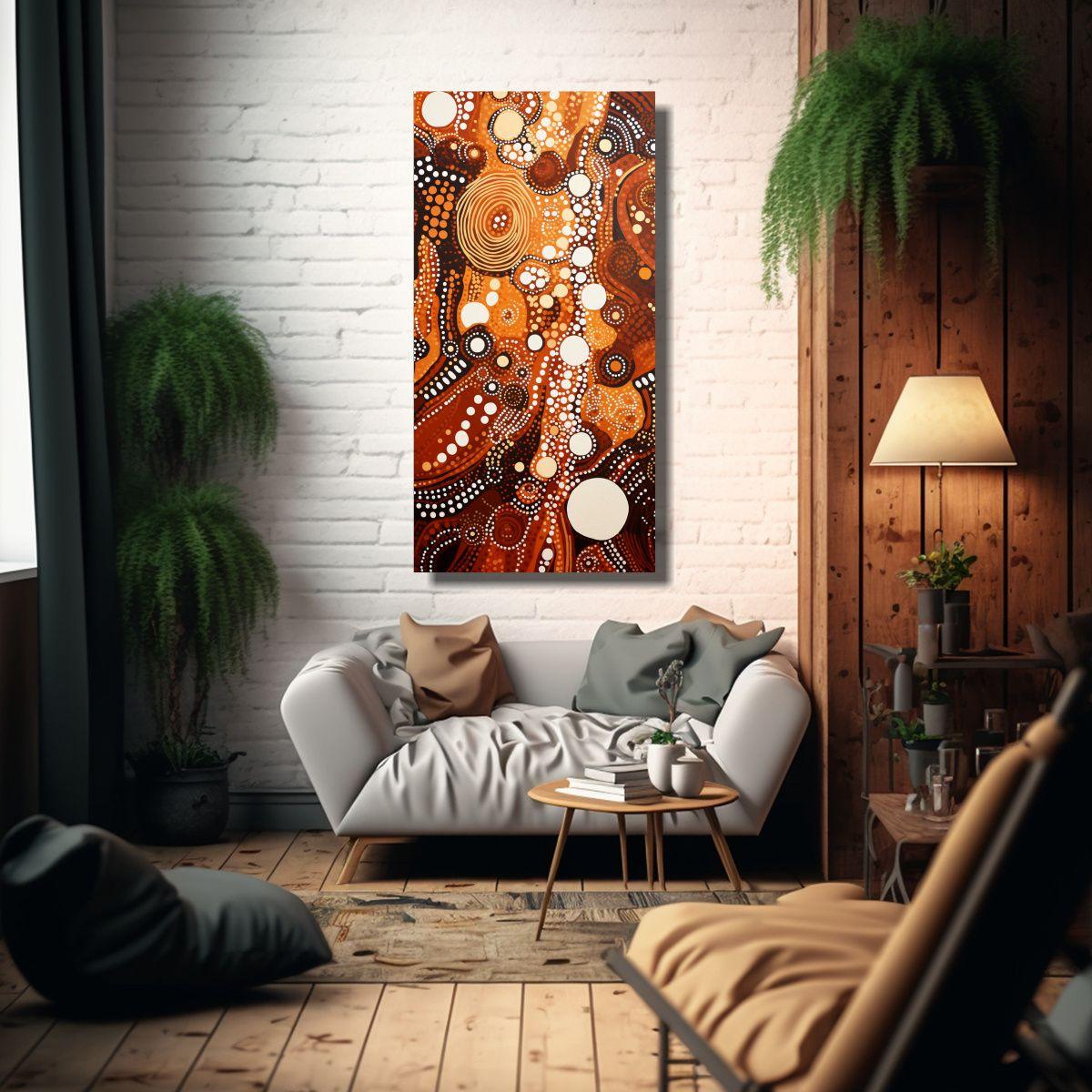 Pintura Decorativa Inspirada En El Arte Aborigen 20x40cm-2