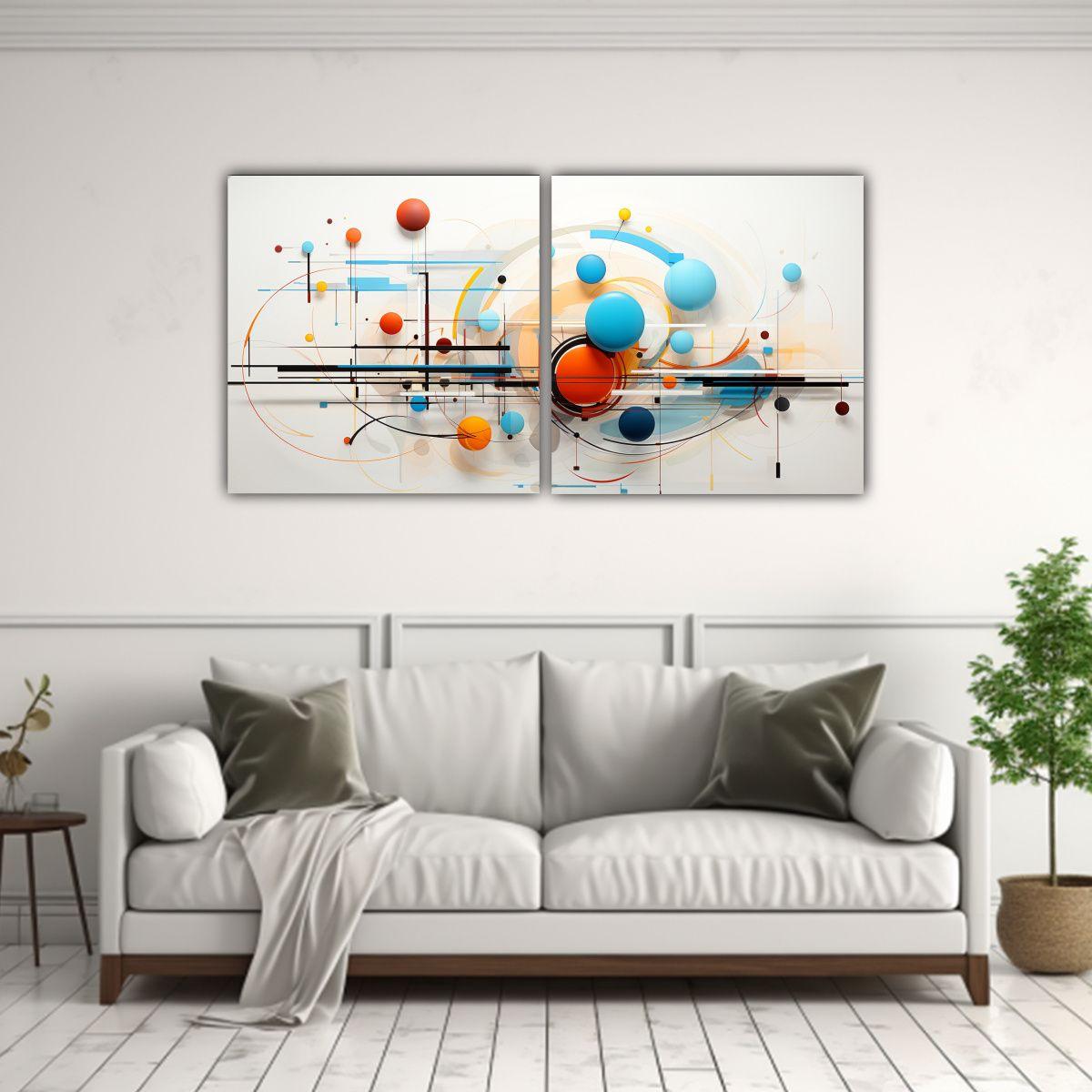 Diptico Intenso Vasily Kandinsky Estilo Pintura 60x30 Cm-2