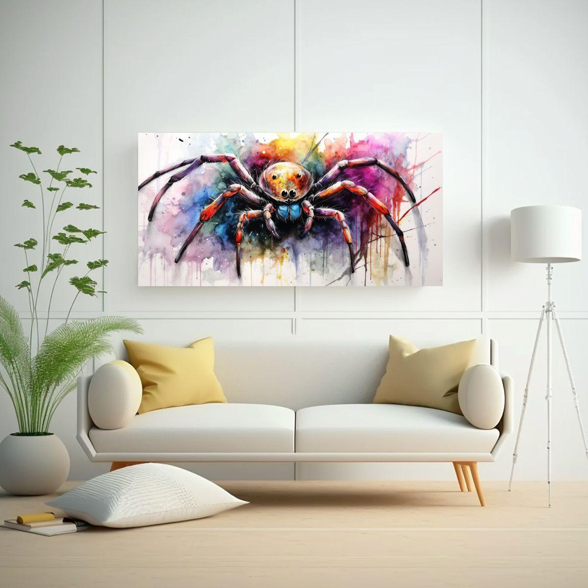 Pintura Minimalista De Araña En Acuarela 140x70cm-2
