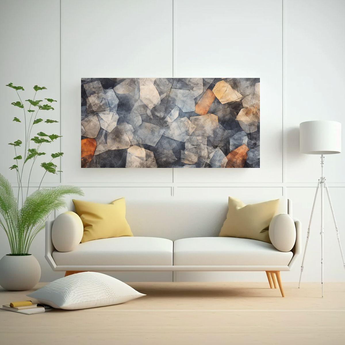 Pintura Con Tinta Sobre Textura De Piedra: Arte 40x20cm-2