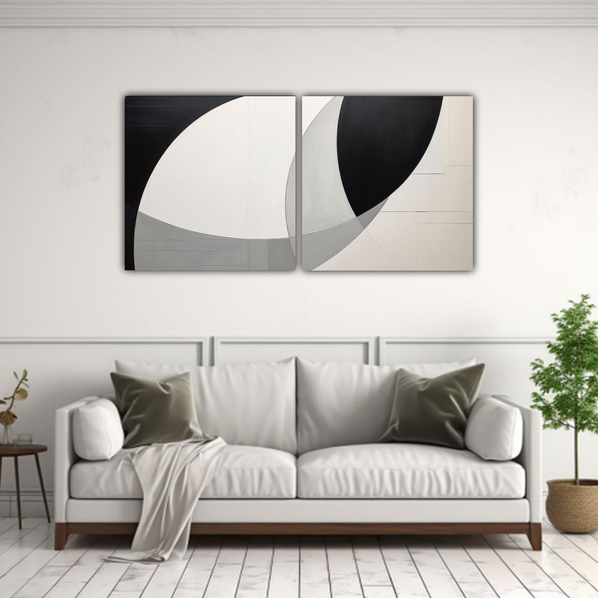 Cuadro Minimalista Abstracto En Monocromo 120x60 Cm-2