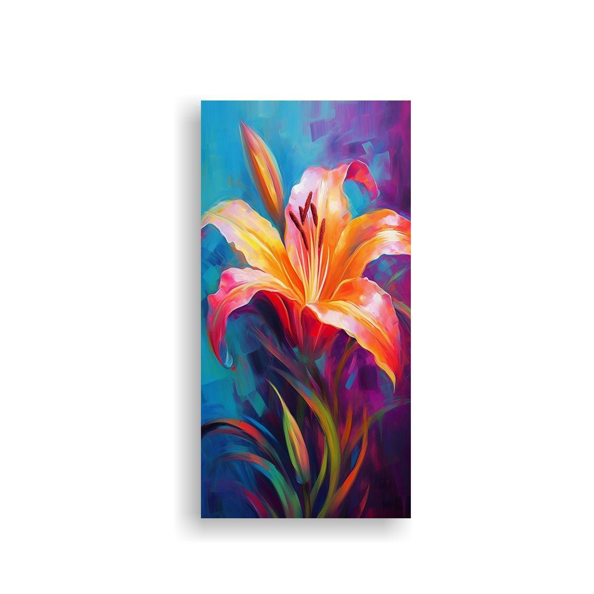 Cuadro De Lienzo De Tela Con Lirio Acuarela 60x120cm-0