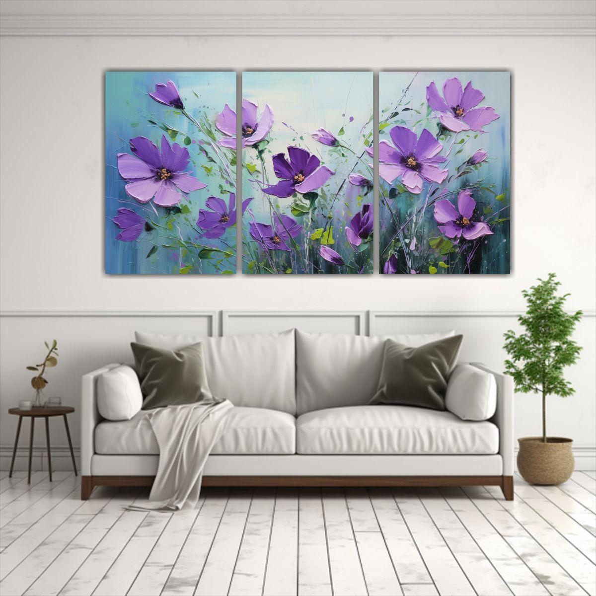 Pintura En Lienzo De Tres Composiciones 180x90 Cm-2