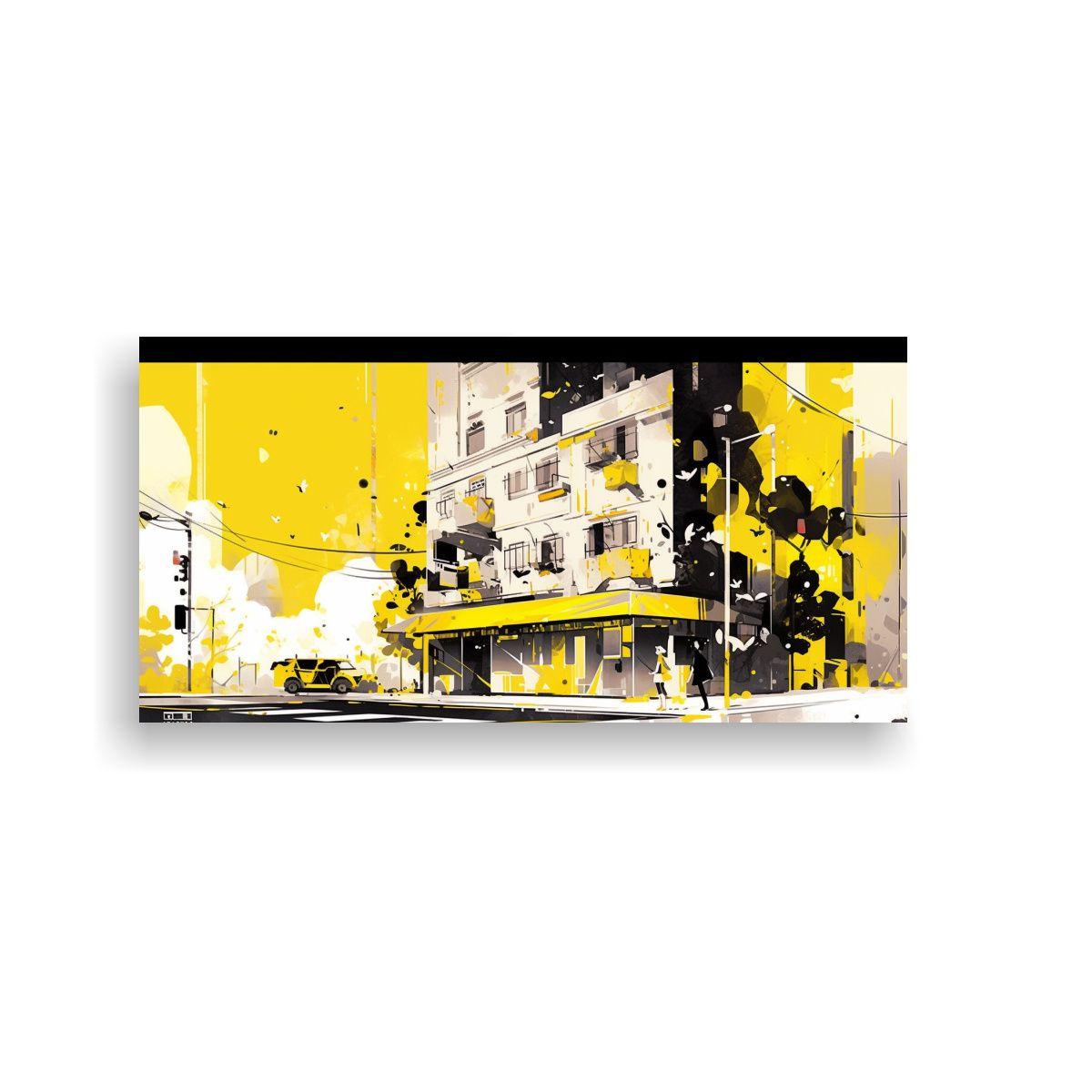 Cuadro Decorativo Santiago City Chile En Amarillo 80x40cm-0