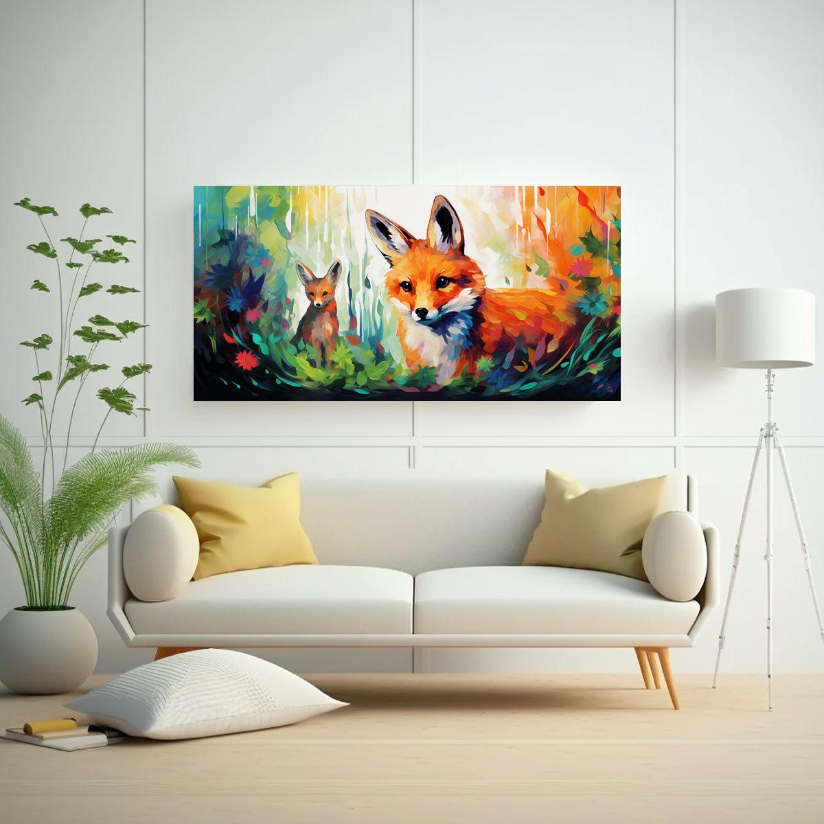 Pinturas Decorativas De Animales Del Bosque En Col 100x50cm-2