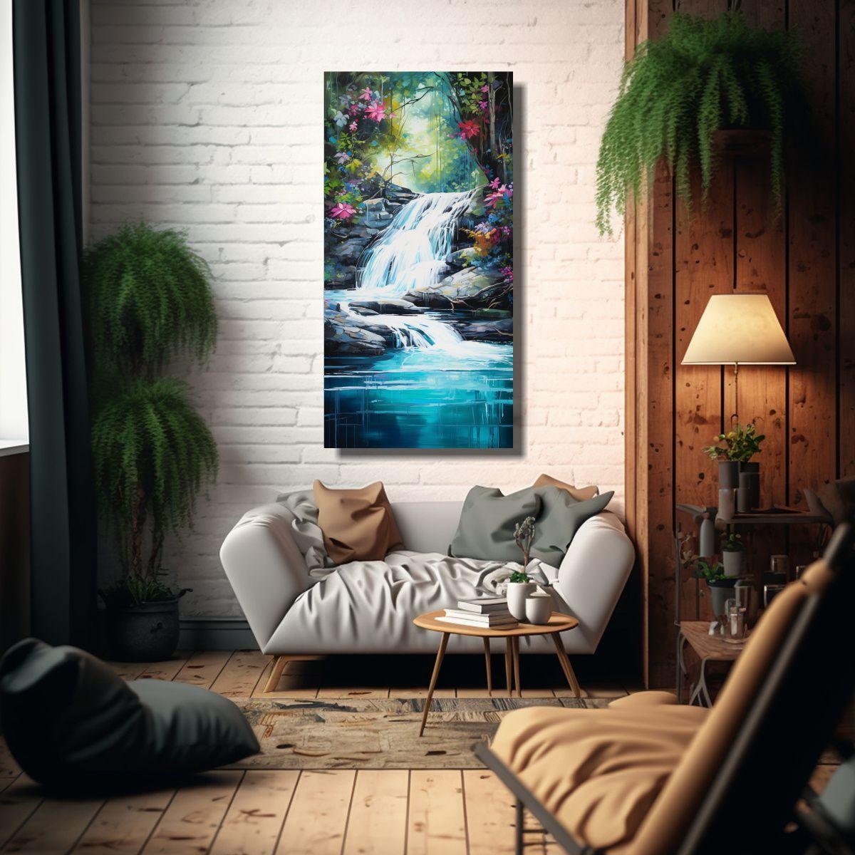 Pintura Decorativa Abstracta De Cascada Tranquila 80x160cm-2