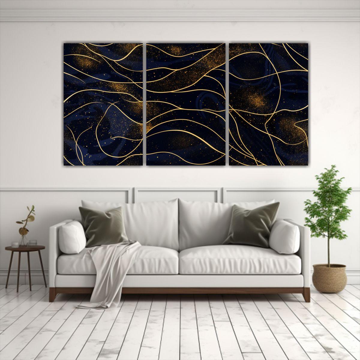Pinturas De Decoración: Patrón Azul Oscuro 60x30 Cm-2
