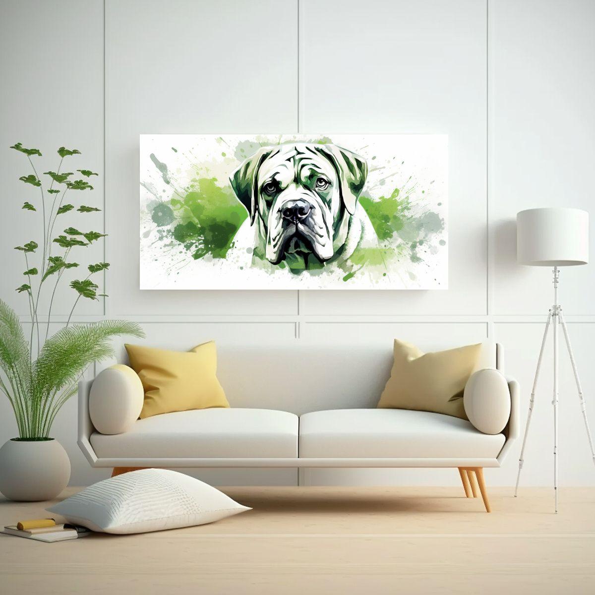 Cuadro Neo Pop Art Mastín En Verde Y Blanco Para  60x30cm-2