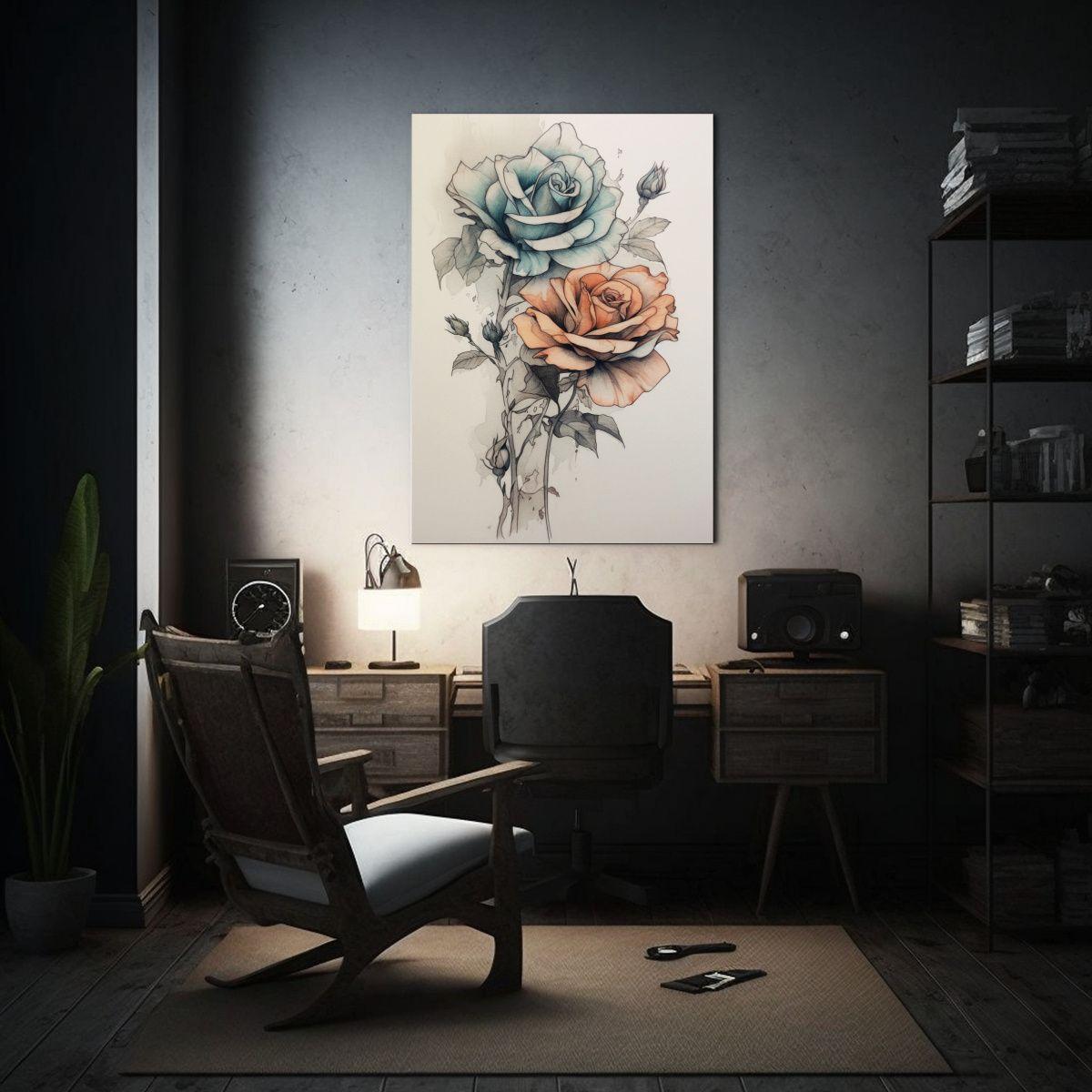 Pinturas Decorativas De Rosas En Tonos Tenues 30x45cm-2