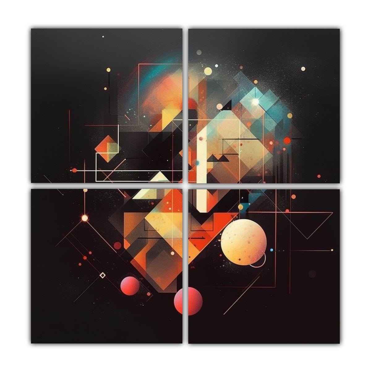 Pinturas Abstractas Con Figuras Geométricas 120x120 Cm-0