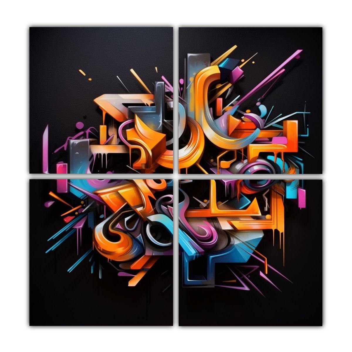 Cuatro Cuadros Abstractos Hermosos Vida En 60x60 Cm-0