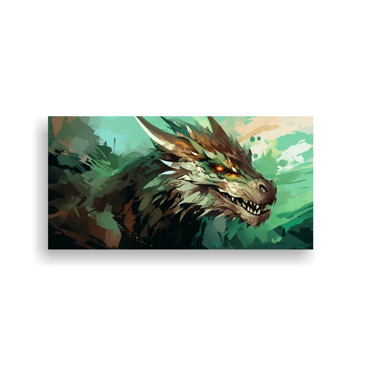 Pintura Decorativa De Dragón En Colores Marrón 40x20cm-0